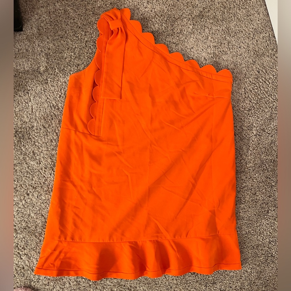 Victoria Beckham for Target Scalloped Orange One Shoulder Mini Dress
